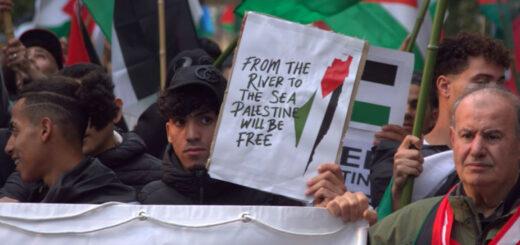 Des jeunes participants à une manifestation pour la Palestine dans la cité italienne d’Udine [GETTY]